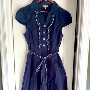 Summer Shirt dress, midi, US Xl size, navy blue